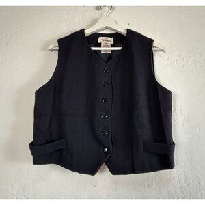 Worthington Petite Womens Size 12P Black Wool Waistcoat Vest Button Front Lined